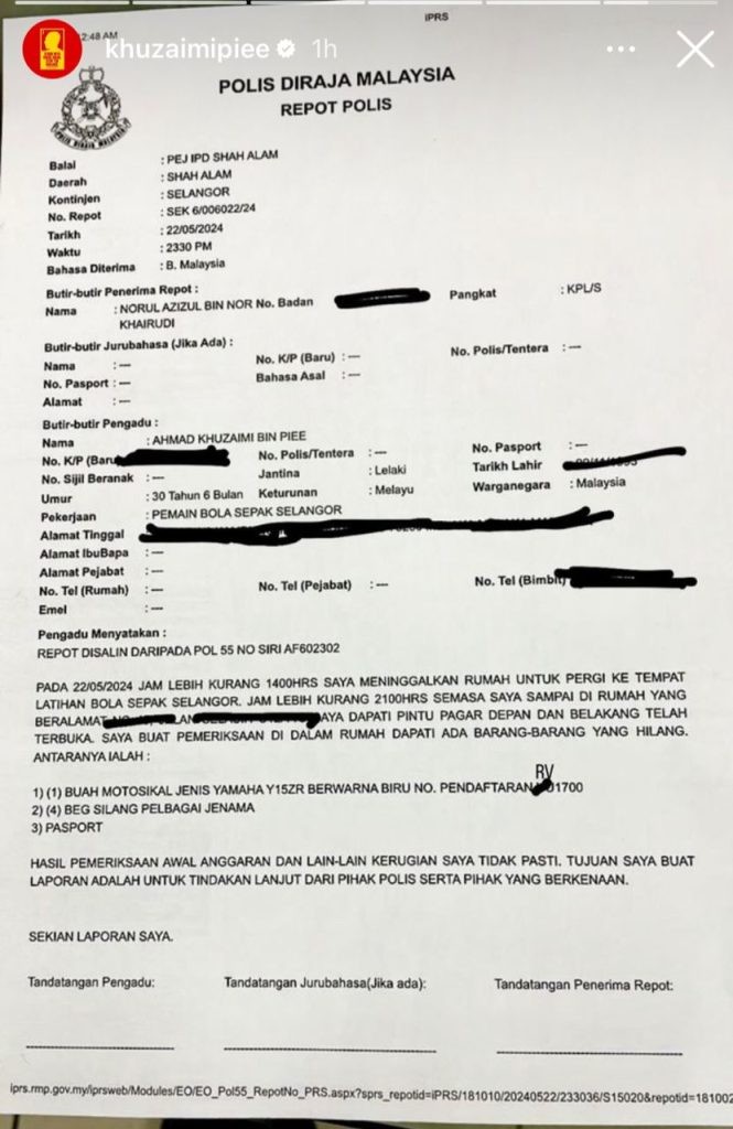 3252e6d6 65fd 454a 98ac 7cfa4d93ce46 Rumah Dipecah Masuk, Khuzaimi Piee Jadi Mangsa Terbaru