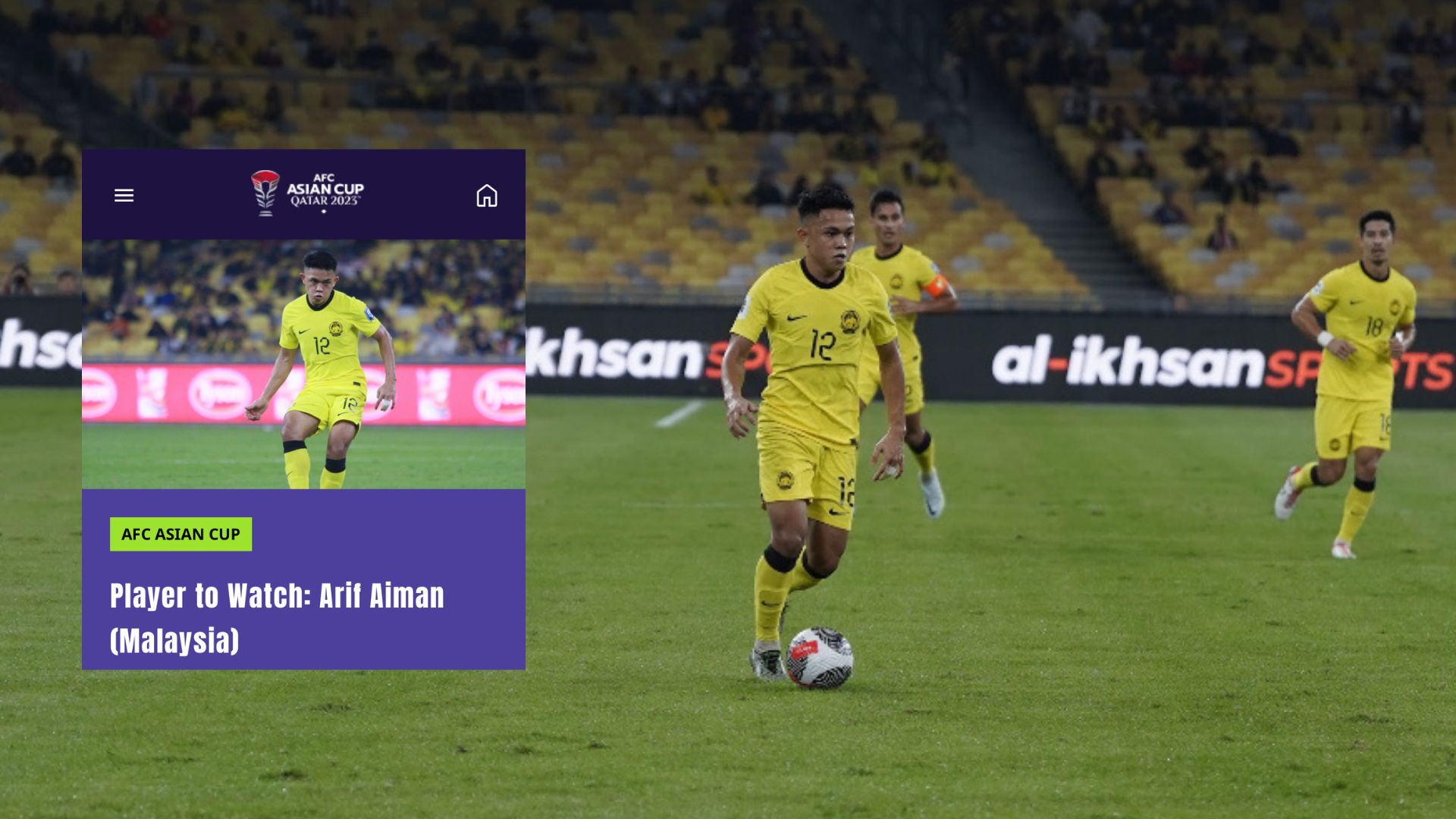 AFC Label Arif Aiman Sebagai Pemain Tumpuan Malaysia Di Piala Asia