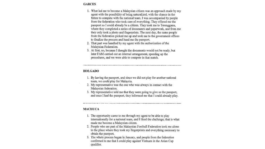 IIC Garces Holgado Machuca Laporan IIC Dedah Kenyatan 7 Pemain Warisan Harimau Malaya