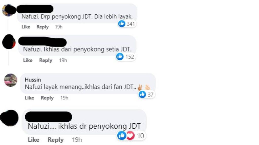 Nafuzi JDT Penyokong JDT Pilih Nafuzi Menang Nafuzi JDT Penyokong JDT Pilih Nafuzi Menang