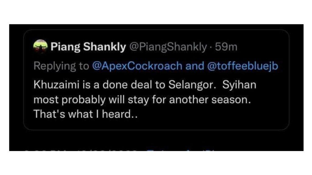 Piang SEL Seorang Pertahanan Tengah Harimau Malaya Dikatakan Bakal Sertai Selangor