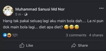 Sanusi Sanusi: Hang Tak Pakai Seluar Lagi Aku Dah Main Bola Dah, Diet Apa?