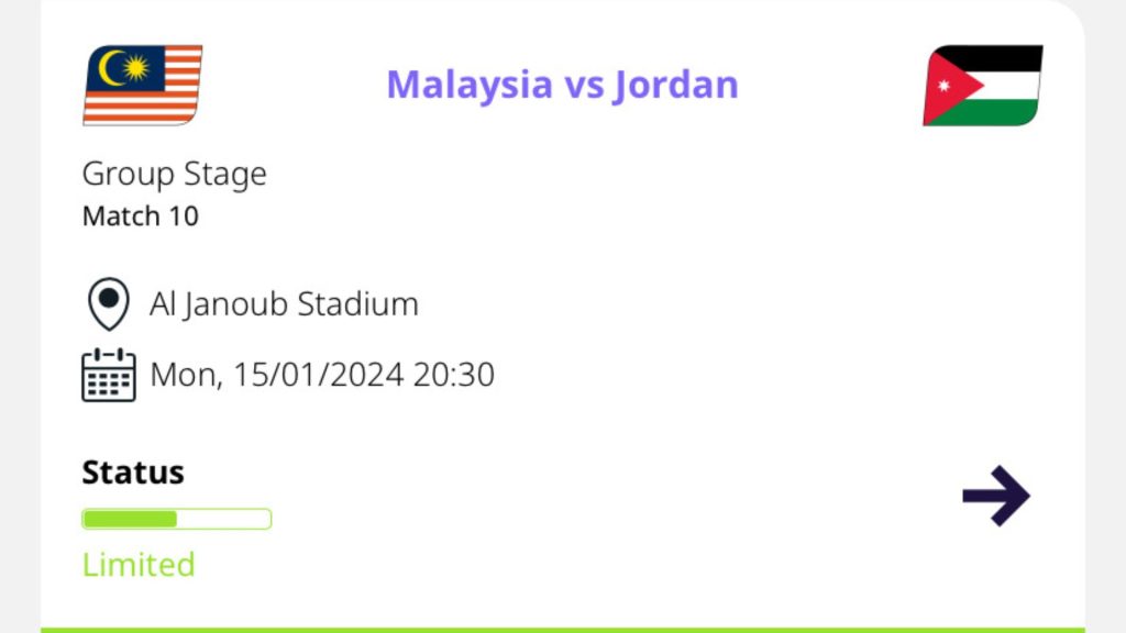 Tiket Malaysia Jordan AFC Asian Cup: 45,000 Penyokong Dijangka Banjiri Aksi Malaysia & Jordan Tiket Malaysia Jordan AFC Asian Cup: 45,000 Penyokong Dijangka Banjiri Aksi Malaysia & Jordan