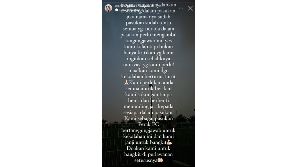 Wan Zack Perak Instagram "Pemain Perak Perlukan Motivasi, Bukan Kritikan" - Wan Zack Wan Zack Perak Instagram "Pemain Perak Perlukan Motivasi, Bukan Kritikan" - Wan Zack