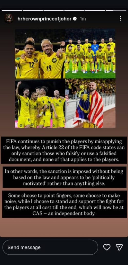 WhatsApp Image 2025 11 04 at 14.38.38 Tunku Ismail: FIFA &lsquo;Hukum&rsquo; Pemain Tanpa Peruntukan Undang-Undang Sebenar