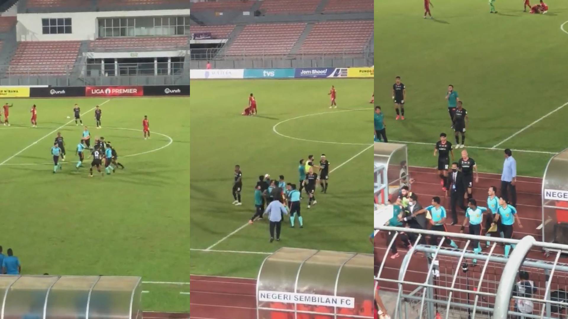 Aksi Pengadil Kena ‘Ligan’ Dalam Perlawanan Sarawak United – Negeri Sembilan