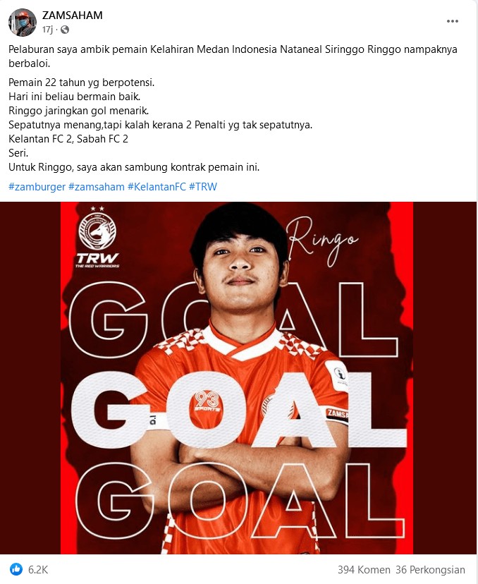 zamsaham ringo Pamer Aksi Cemerlang, Boss Zam Mahu Kekalkan Natanael Siringo Ringo zamsaham ringo Pamer Aksi Cemerlang, Boss Zam Mahu Kekalkan Natanael Siringo Ringo